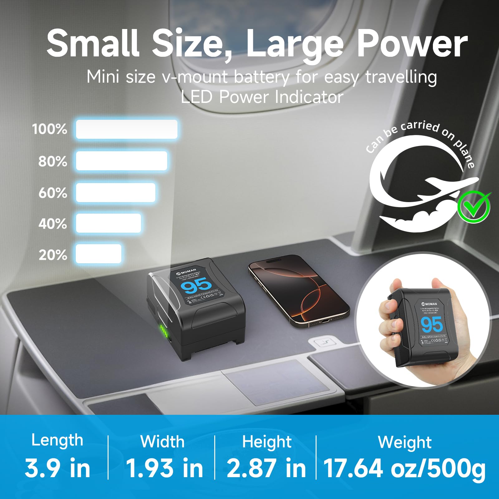 V Mount Battery, Moman Power 95 Small V-Lock Battery 95 Wh 6450